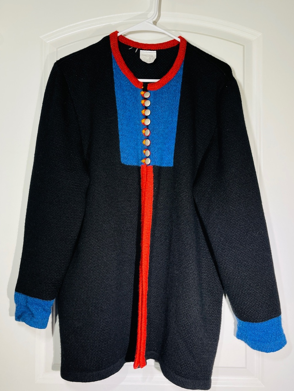 Black Knit Blazer with Blue & Red Trim